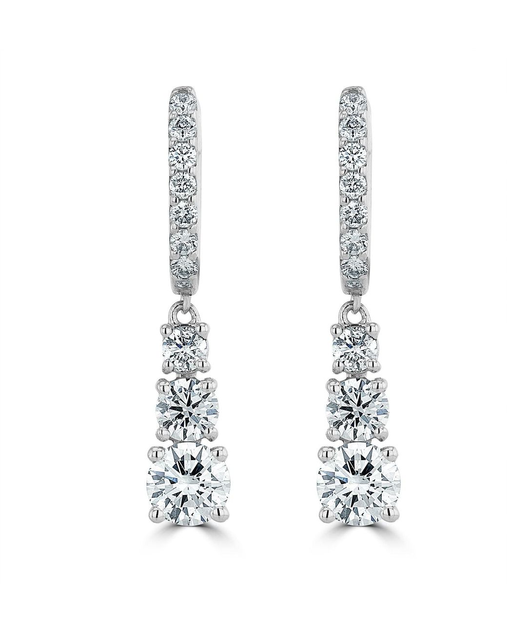 The Diamond Store White Lab Diamonds Drop Earrings 2Ct Set