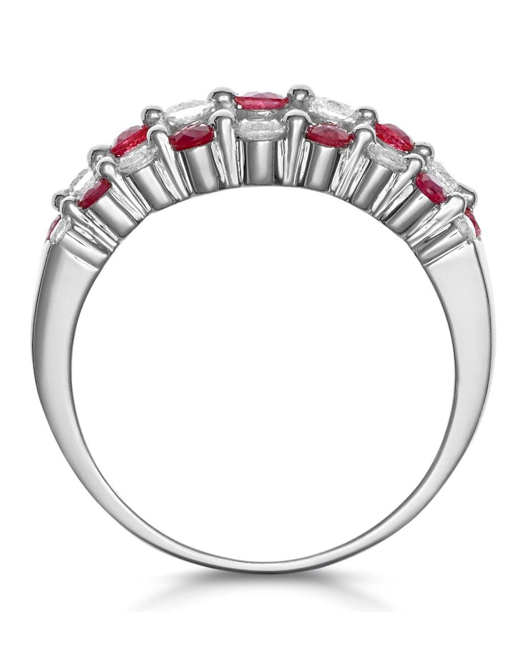 The Diamond Store White Ruby And Lab Diamond 3 Row Ring