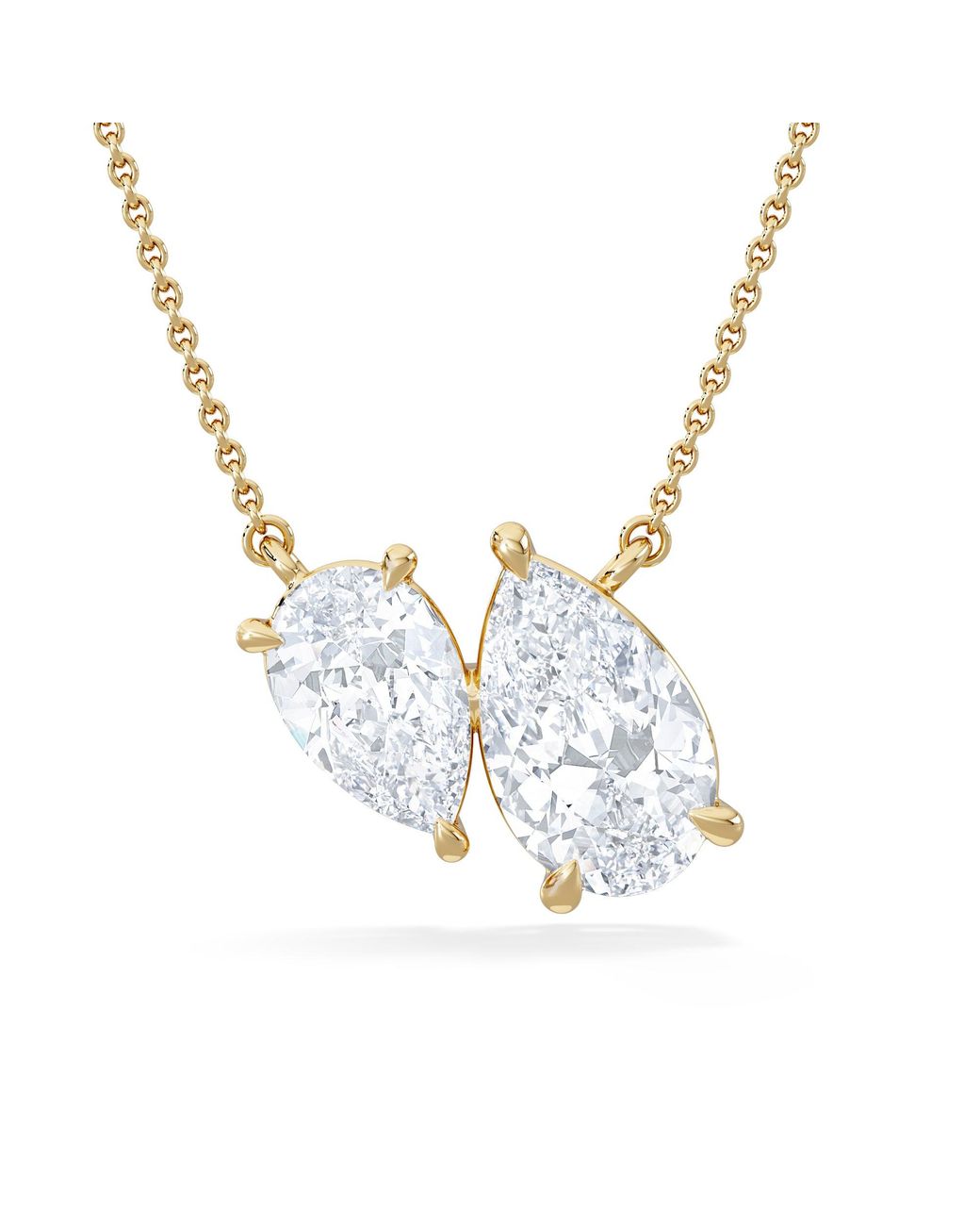 The Diamond Store Metallic Toi Et Moi 3.00Ct Pear Cut Lab Diamond 2 Stone Necklace