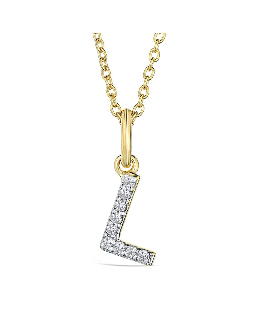 The Diamond Store Metallic Love Letter Initial L Lab Diamond Necklace Set