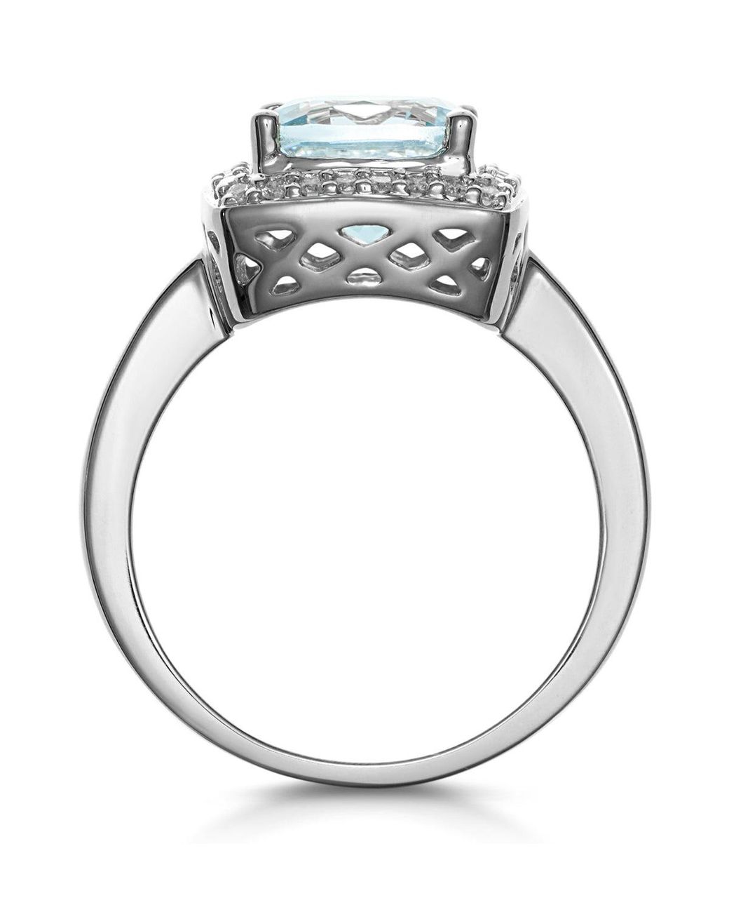 The Diamond Store Blue 2Ct Topaz And Lab Diamond Ring 9K