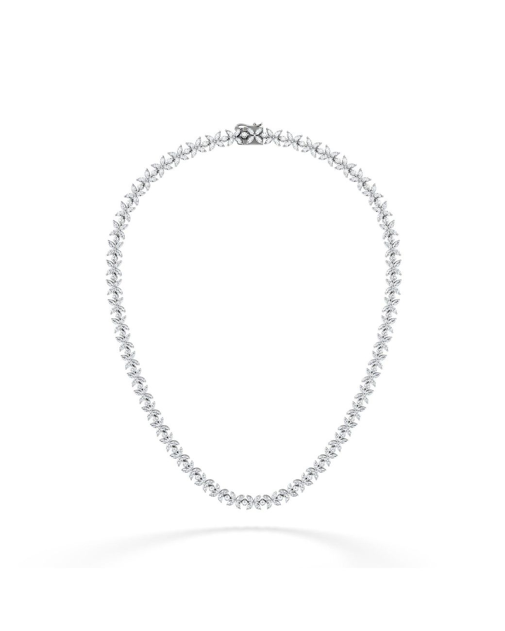 The Diamond Store Metallic Luxe Floral 17.00Ct Marquise And Round Cut Lab Diamond Tennis Necklace