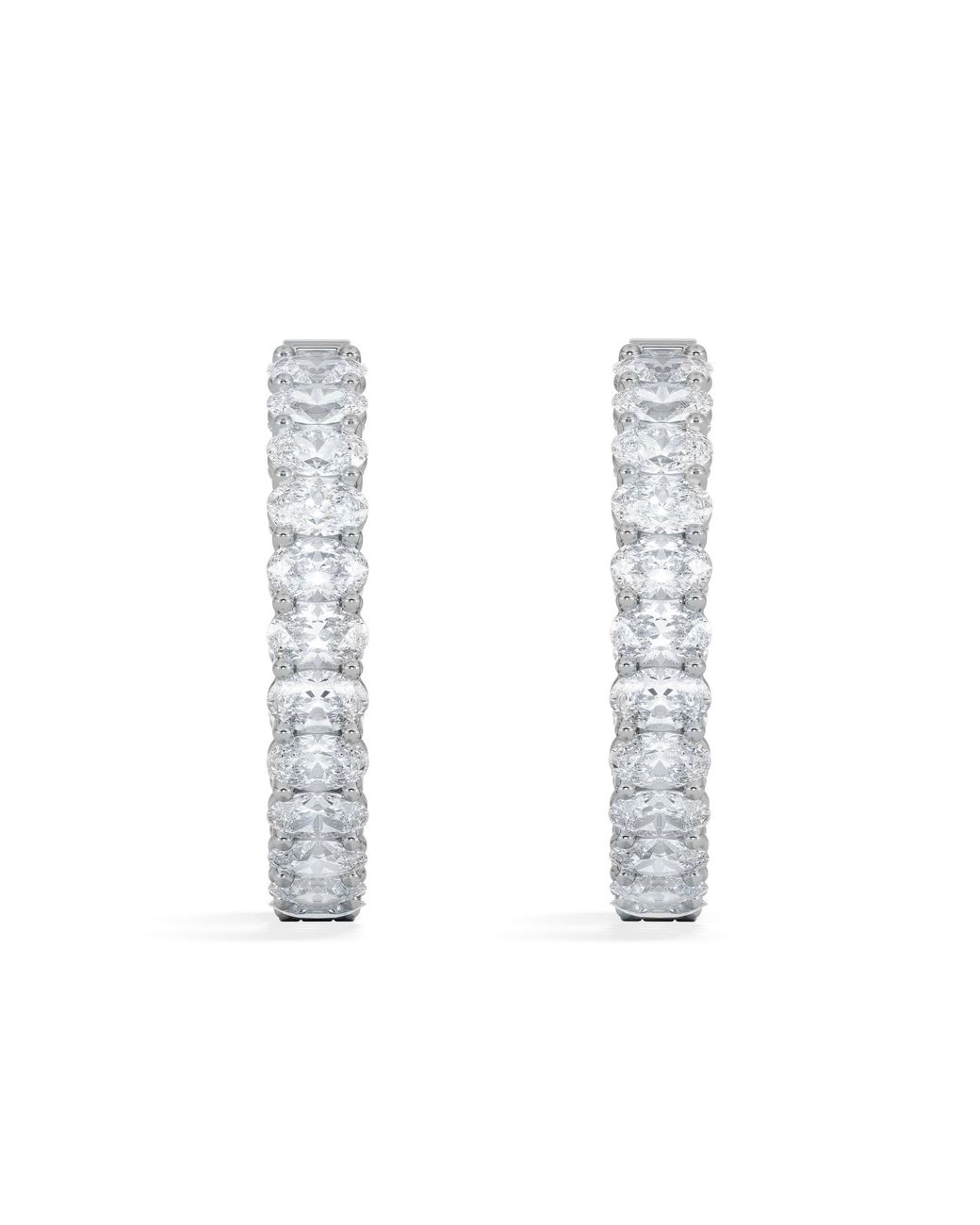 The Diamond Store White Luxe 8.00Ct Lab Diamond Hoop Earrings With Igi Certified Oval-Cut Diamonds