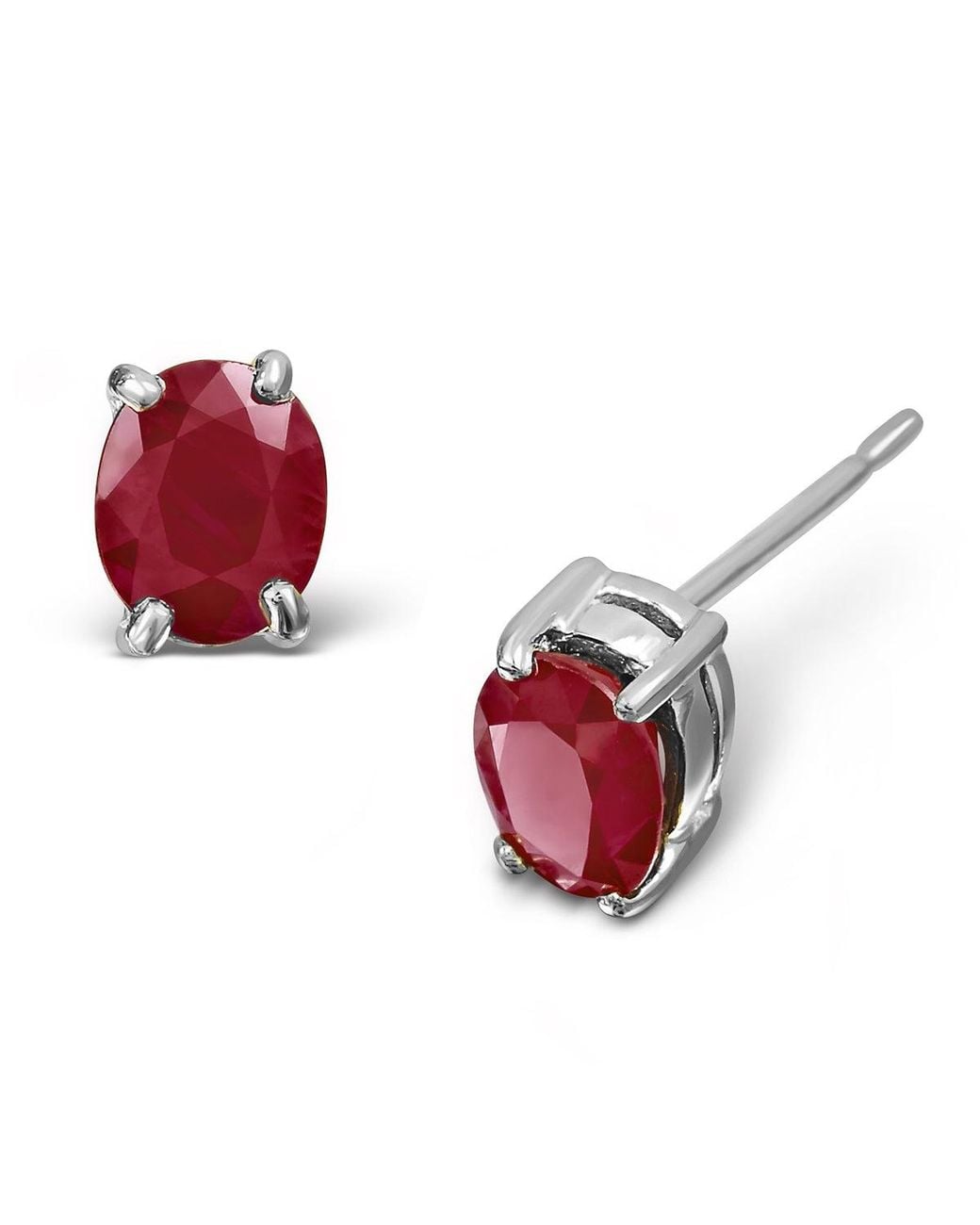 The Diamond Store Red Ruby 5X4Mm 0.70Ct Stud Earrings