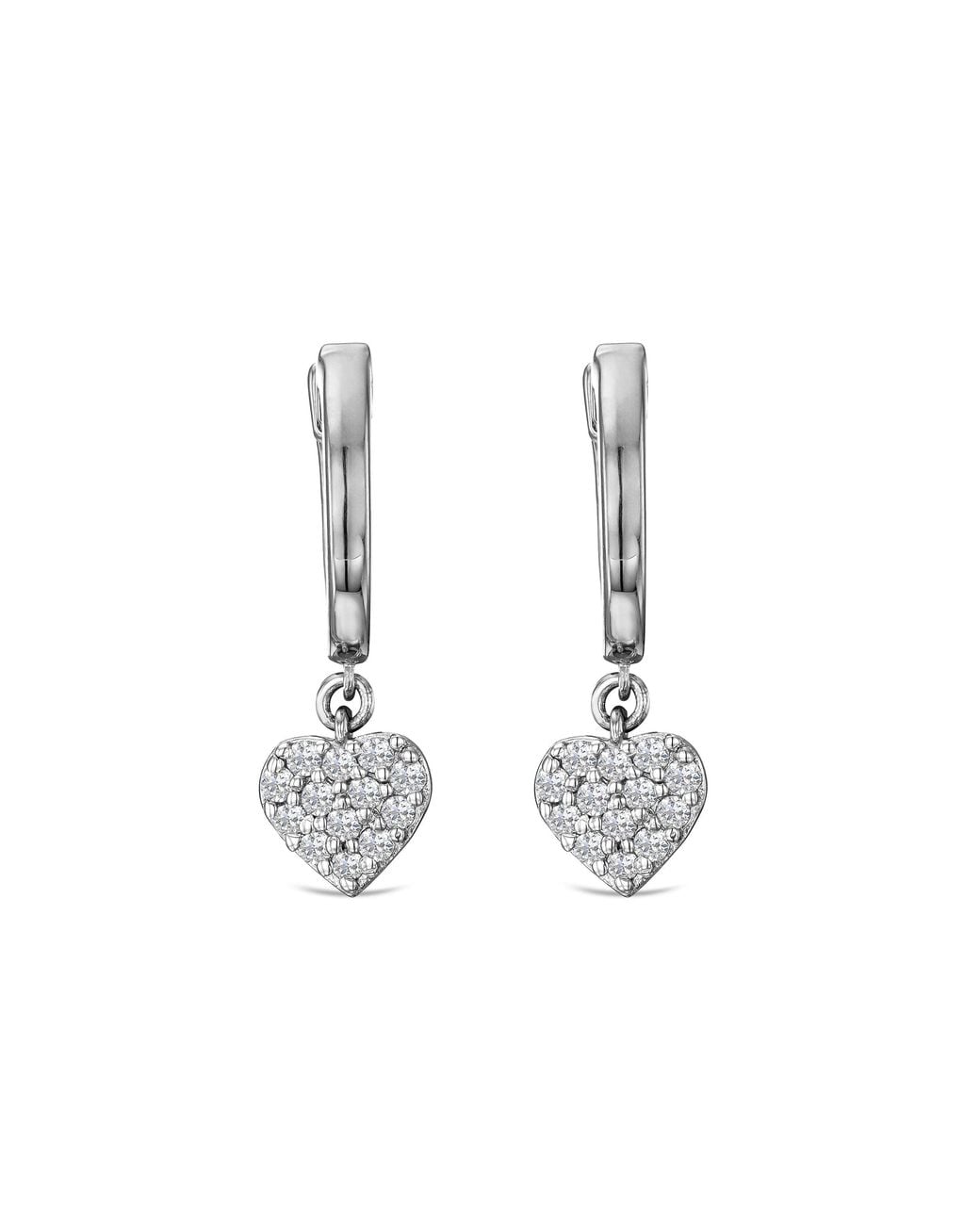 The Diamond Store Metallic Heart Pave Drop Huggie Lab Diamond Earrings 0.29Ct