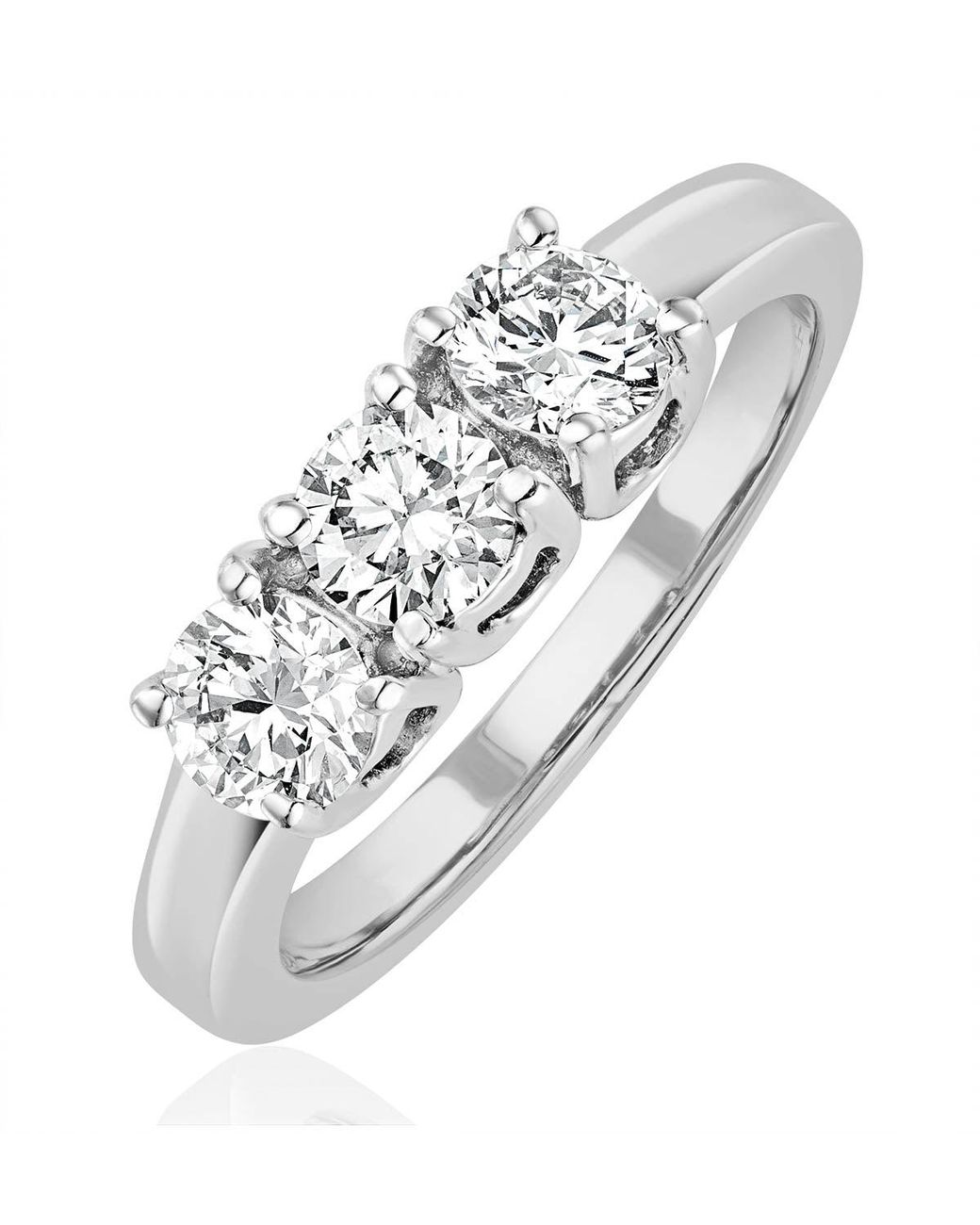 The Diamond Store White Chloe 18K 3 Stone Diamond Ring 1.00Ct