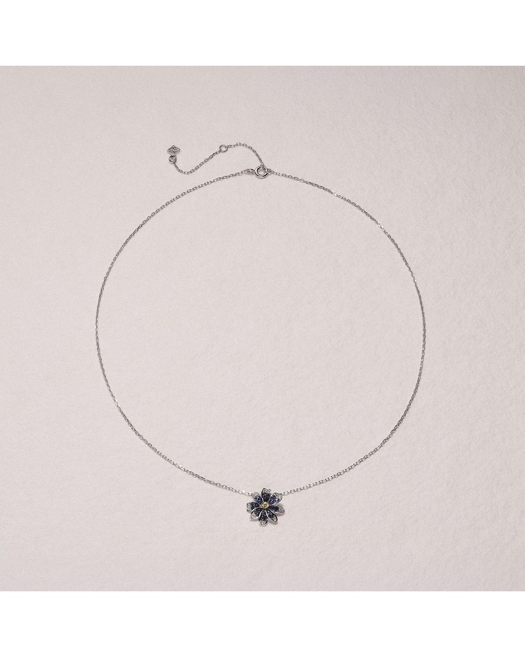 The Diamond Store White Stellato 0.46Ct Lab And Sapphire Flower Pendant Necklace
