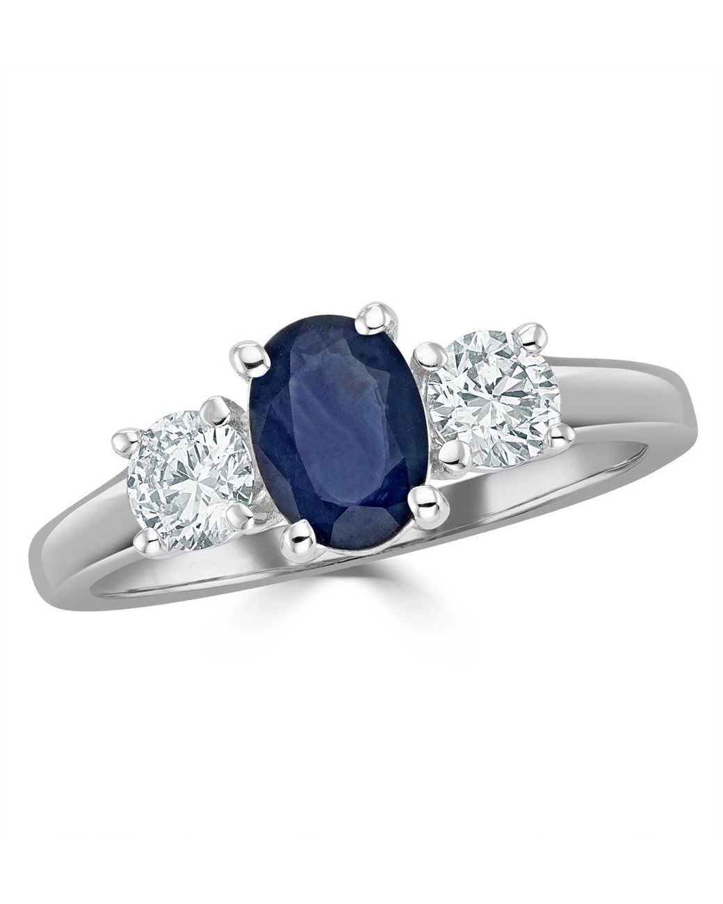 The Diamond Store Blue Sapphire 0.80Ct And Diamond 0.50Ct 18K Ring Fet23-Uy