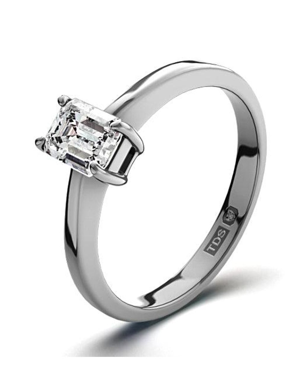 The Diamond Store Metallic Certified Emerald Cut Diamond Engagement Ring 0.33Ct-G-H/Si