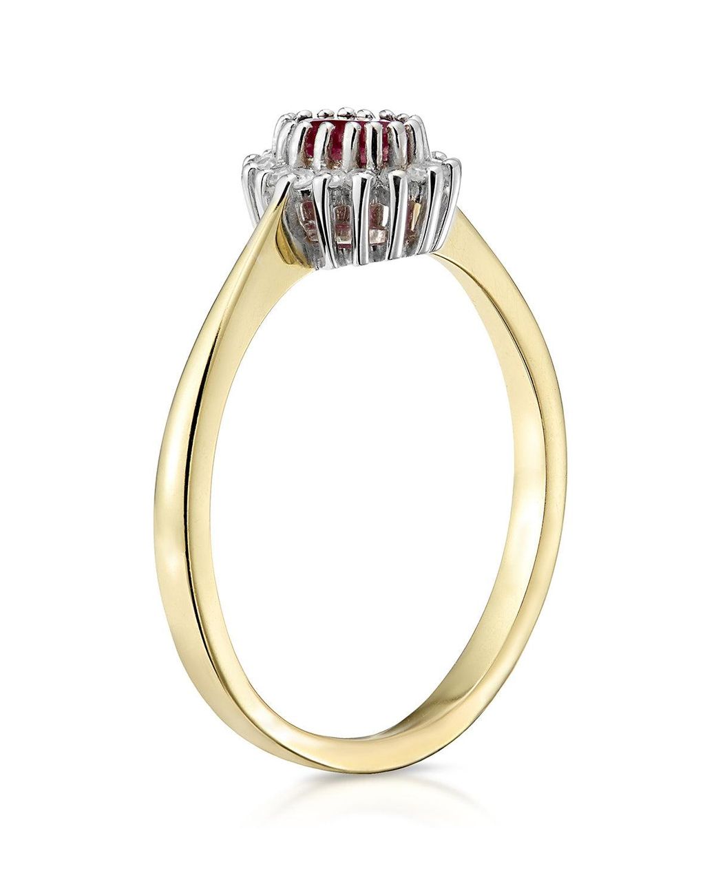 The Diamond Store Metallic Ruby 5 X 3Mm And Diamond 9K Ring