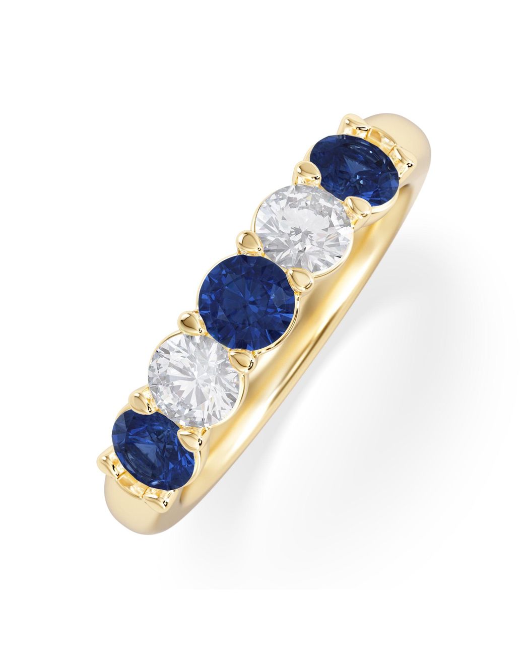 The Diamond Store Blue Solene 0.75Ct Round Cut Lab Sapphire And Lab Diamond Half Eternity Ring