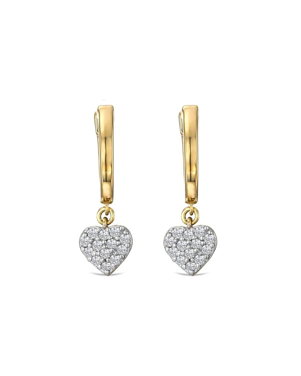 The Diamond Store Metallic Heart Pave Drop Huggie Lab Diamond Earrings 0.29Ct