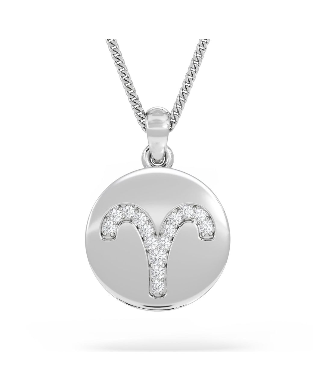 The Diamond Store Metallic Astrology Aries 0.07Ct Lab Grown Diamond Medallion Pendant Necklace