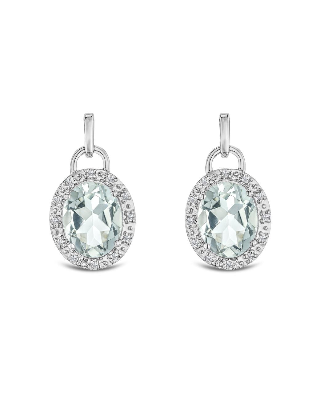 The Diamond Store Blue Aquamarine 3.69Ct And Diamond 925 Sterling Earrings