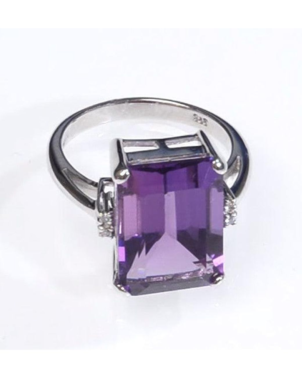 The Diamond Store Purple Amethyst 6.40Ct And Diamond 9K Ring