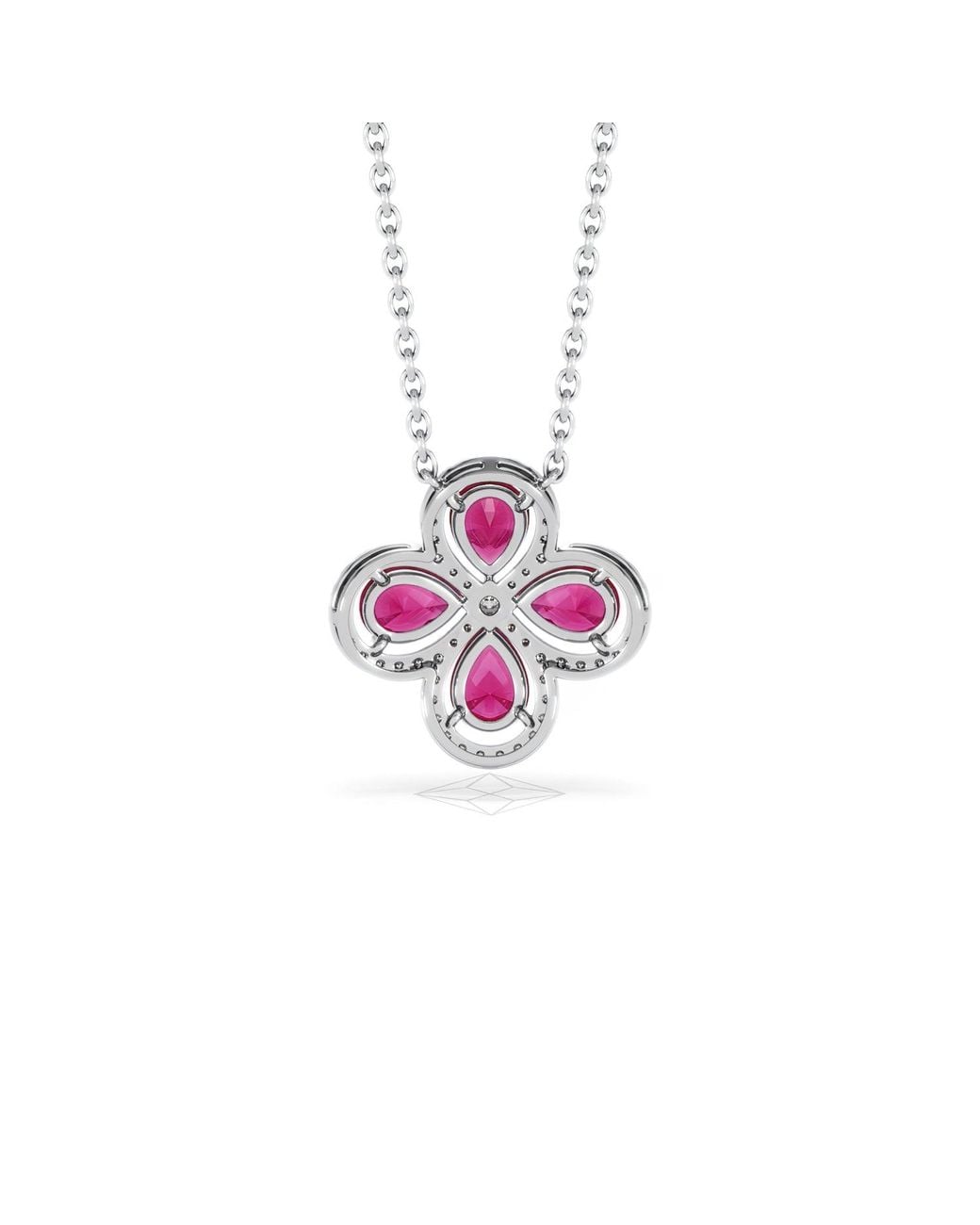 The Diamond Store Pink Bloom 3.30Ct Lab Ruby And Lab Diamond Necklace