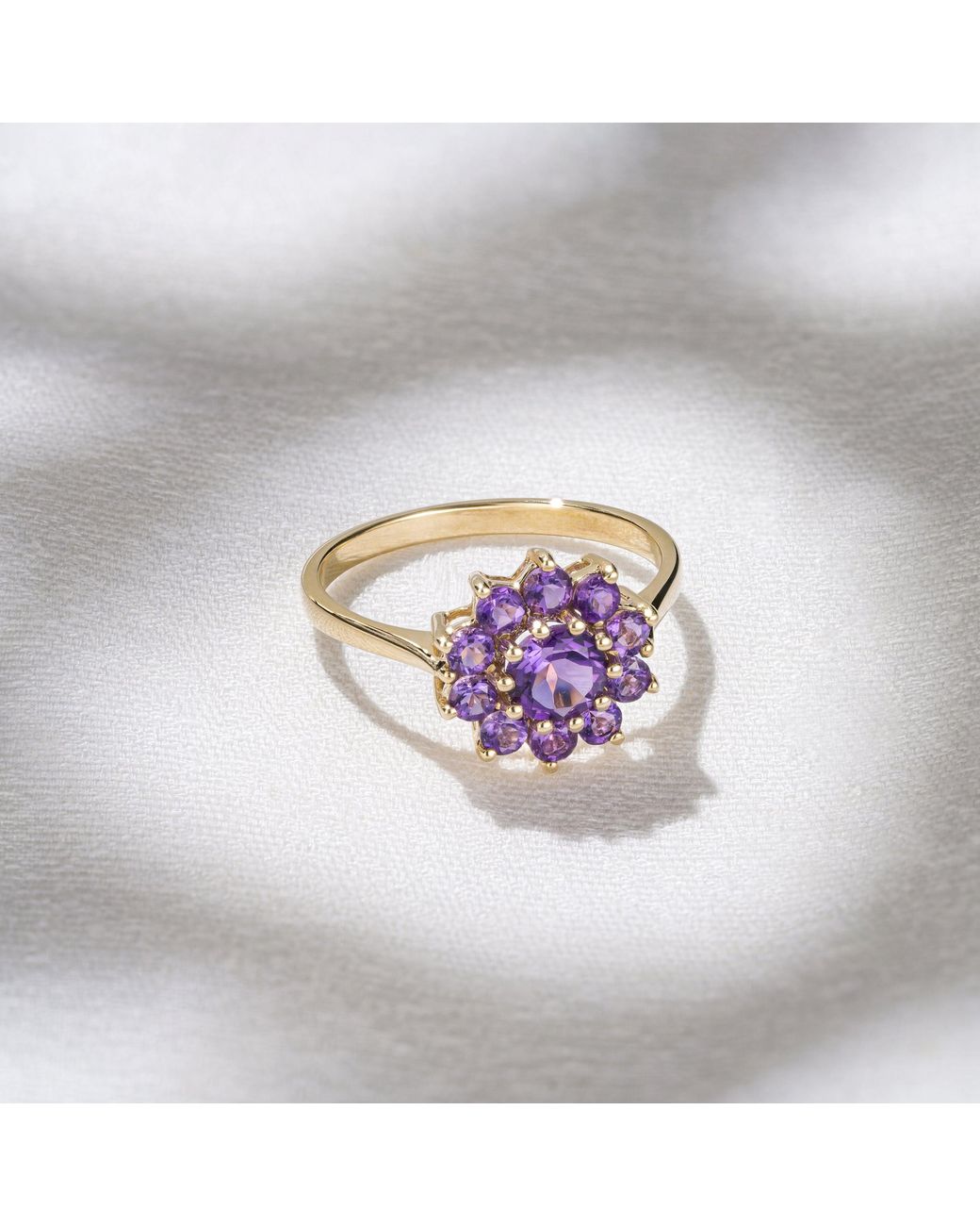 The Diamond Store Purple 0.94Ct Amethyst Cluster Ring