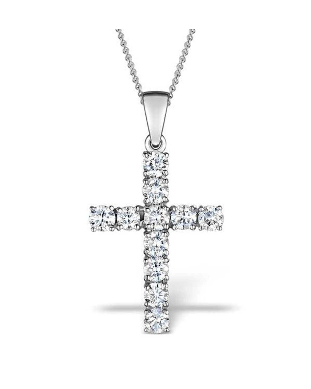 The Diamond Store Metallic 1.00Ct Diamond And 18K Cross Pendant Necklace