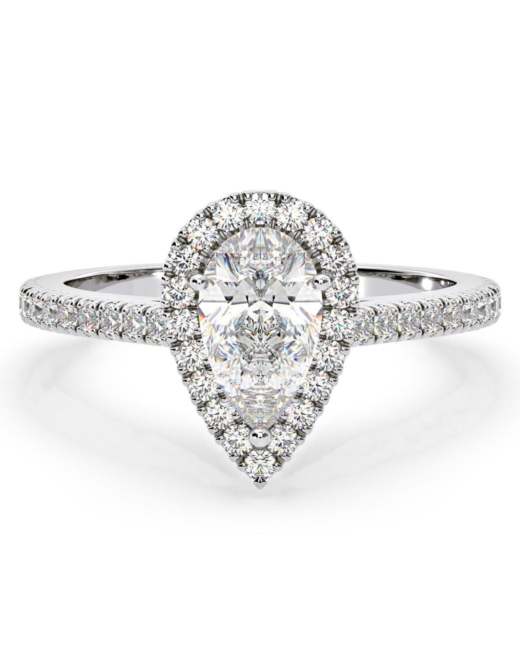 The Diamond Store White Diana Gia Diamond Pear Halo Engagement Ring 1.60Ct G/Si1