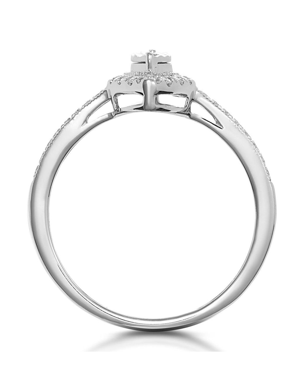 The Diamond Store White Masami Marquise Diamond Engagement Ring Halo Pave Set