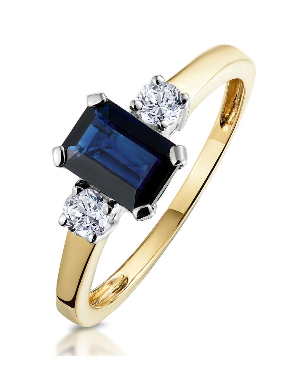 The Diamond Store Blue Sapphire 7 X 5Mm And Diamond 18K Ring N3925
