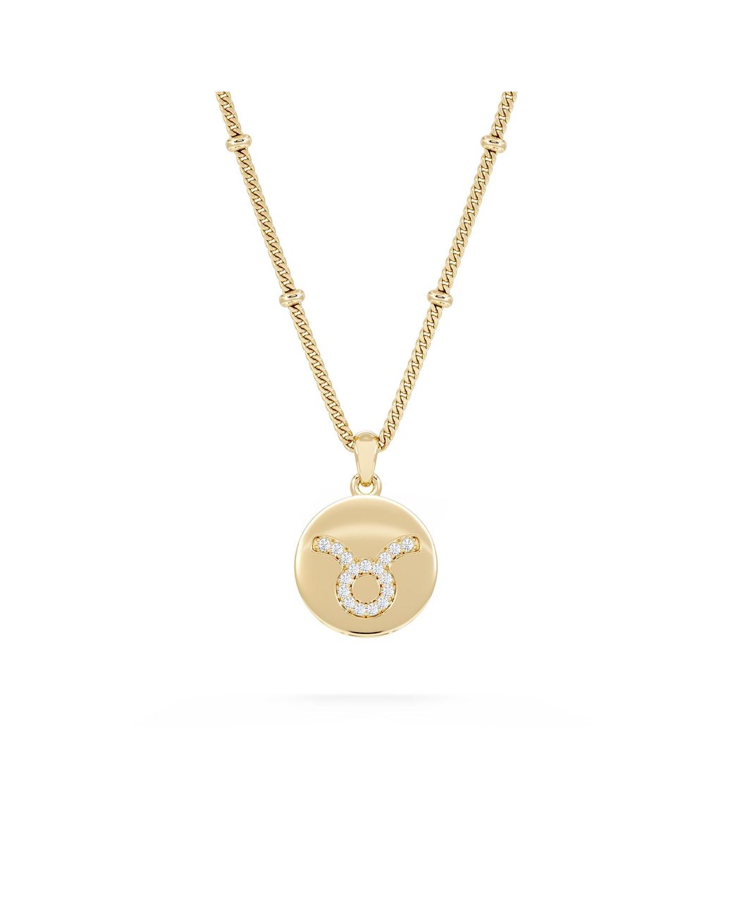 The Diamond Store Metallic Astrology Taurus 0.07Ct Lab Grown Diamond Medallion Pendant Necklace