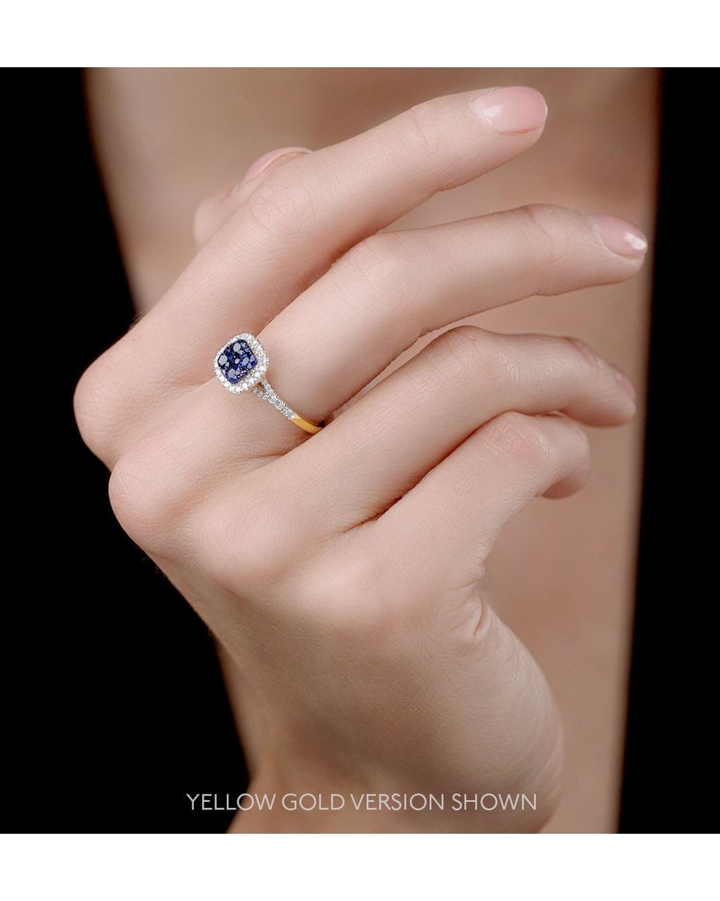 The Diamond Store Blue Sapphire And Diamond Halo Square Ring 18Kw Asteria Collection