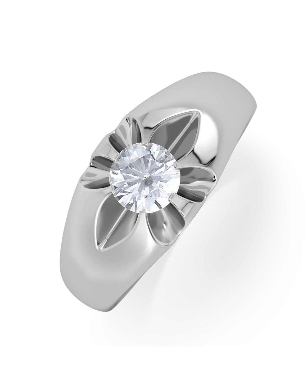 The Diamond Store White Lab Diamond Signet Ring 0.50Ct Round Cut for men