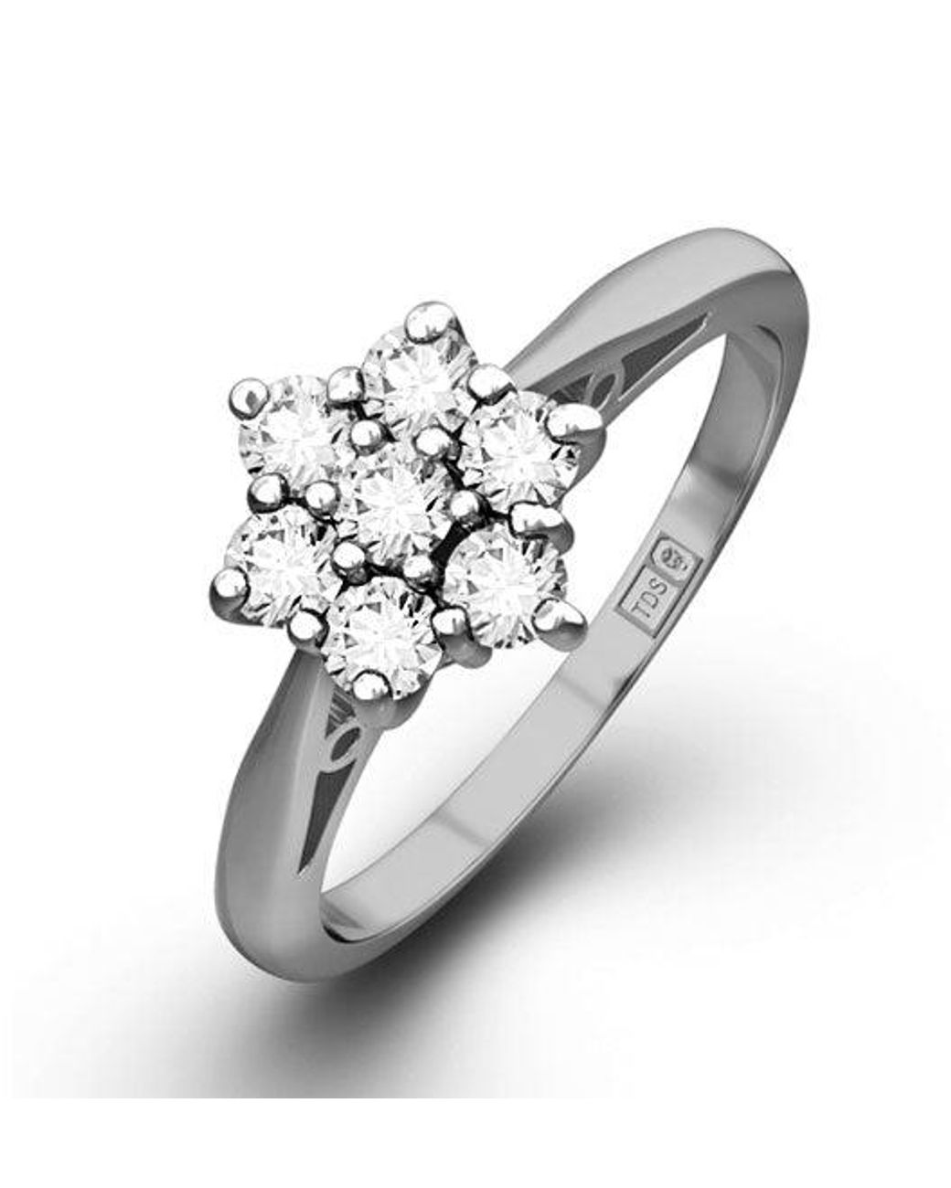 The Diamond Store White Millie 18K Diamond Cluster Ring 0.50Ct H/Si