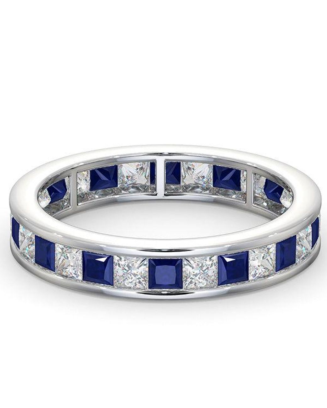 The Diamond Store Blue Eternity Ring Lauren Diamonds G/Vs And Sapphire 2.30Ct