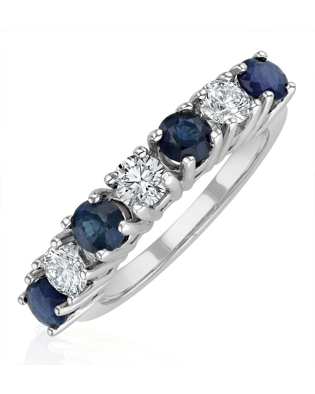 The Diamond Store Blue Sapphire 1Ct And Diamond Ring 0.50Ct 18K Ft32