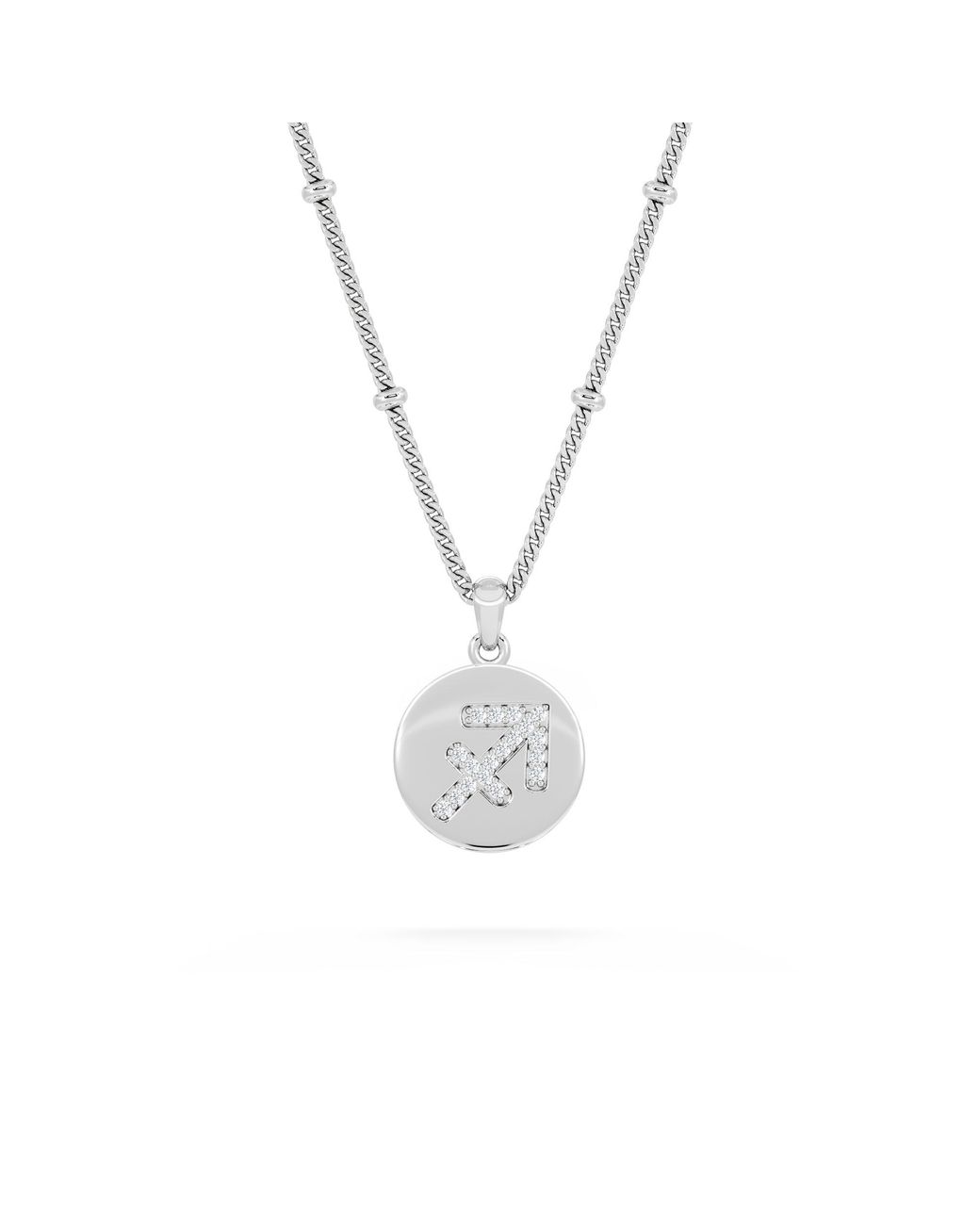 The Diamond Store Metallic Astrology Sagittarius 0.07Ct Lab Grown Diamond Medallion Pendant Necklace