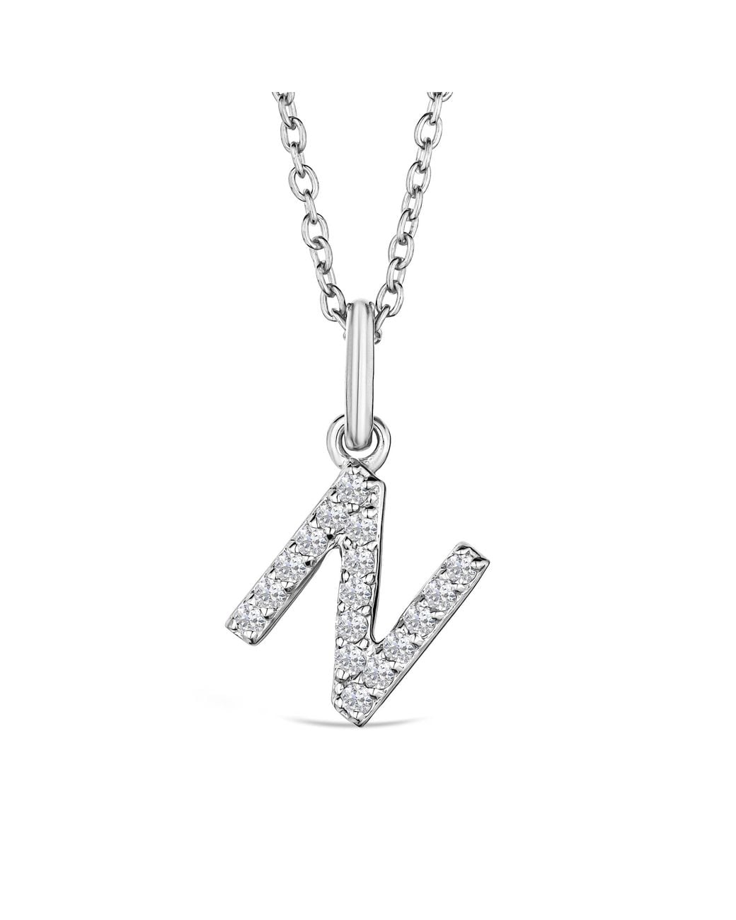 The Diamond Store Metallic Love Letter Initial N Lab Diamond Necklace Set