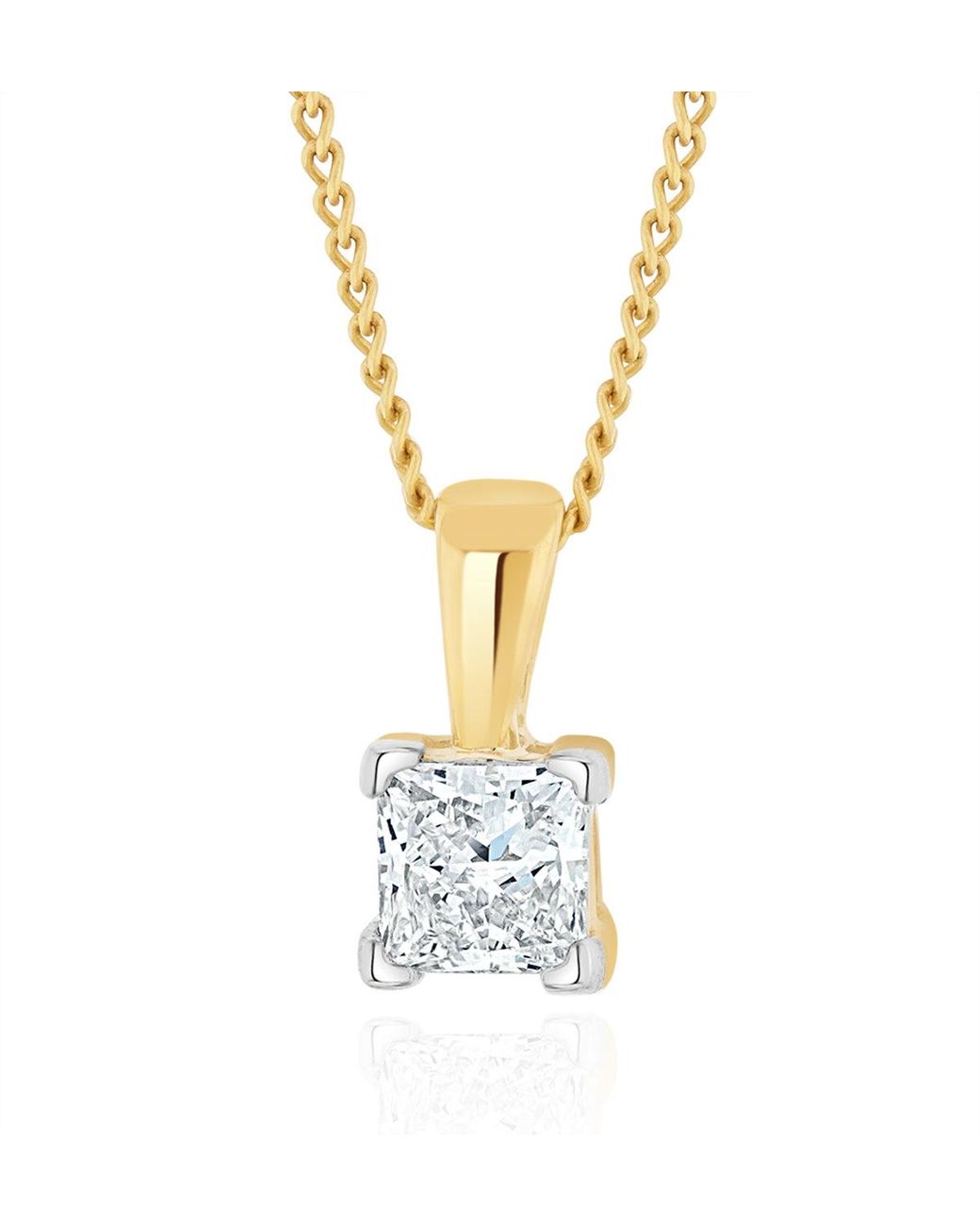 The Diamond Store Metallic 0.33Ct Lab Diamond Princess Cut Solitaire Necklace