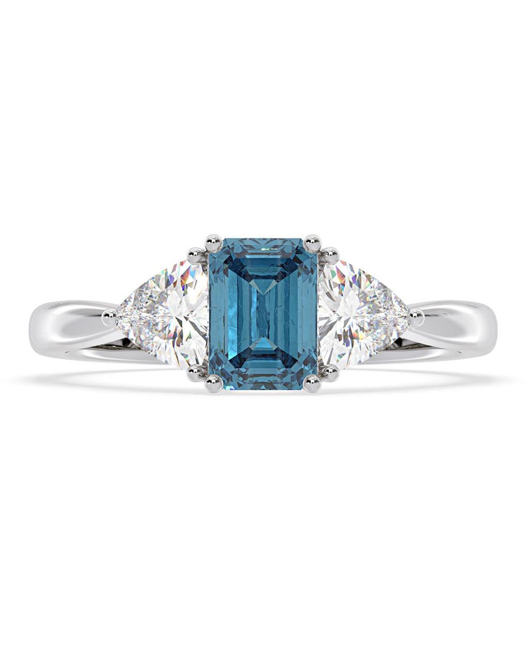 The Diamond Store Blue Aurora Lab Diamond Emerald Cut And Trillion 1.70Ct Ring