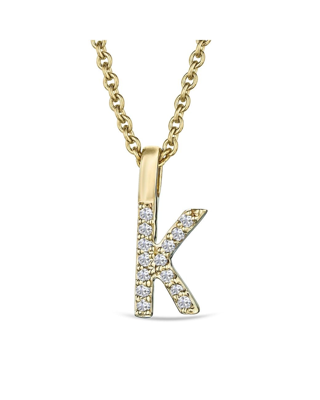 The Diamond Store Metallic Love Letter Initial K Lab Diamond Necklace Set