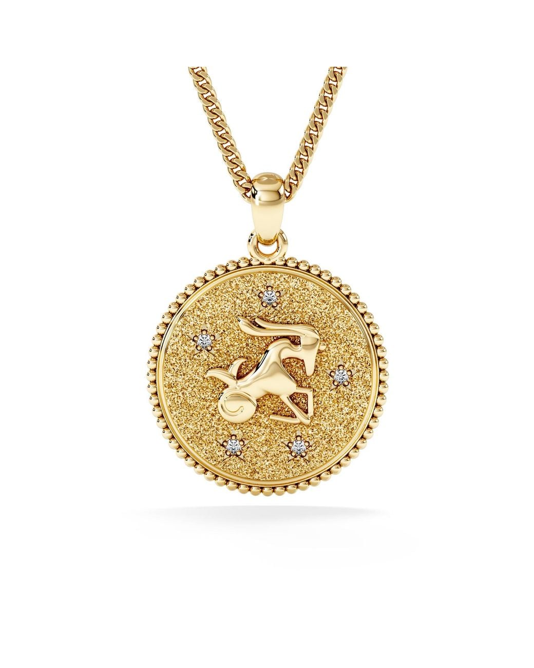 The Diamond Store Metallic Zodiac Capricorn Necklace Medallion Lab Grown 0.02Ct