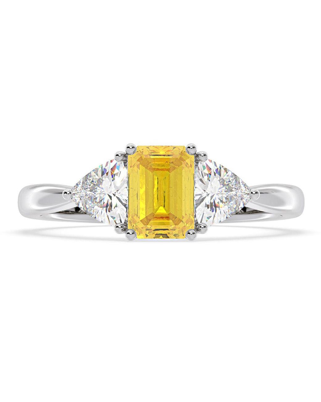 The Diamond Store Metallic Aurora Lab Diamond Emerald Cut And Trillion 1.70Ct Ring