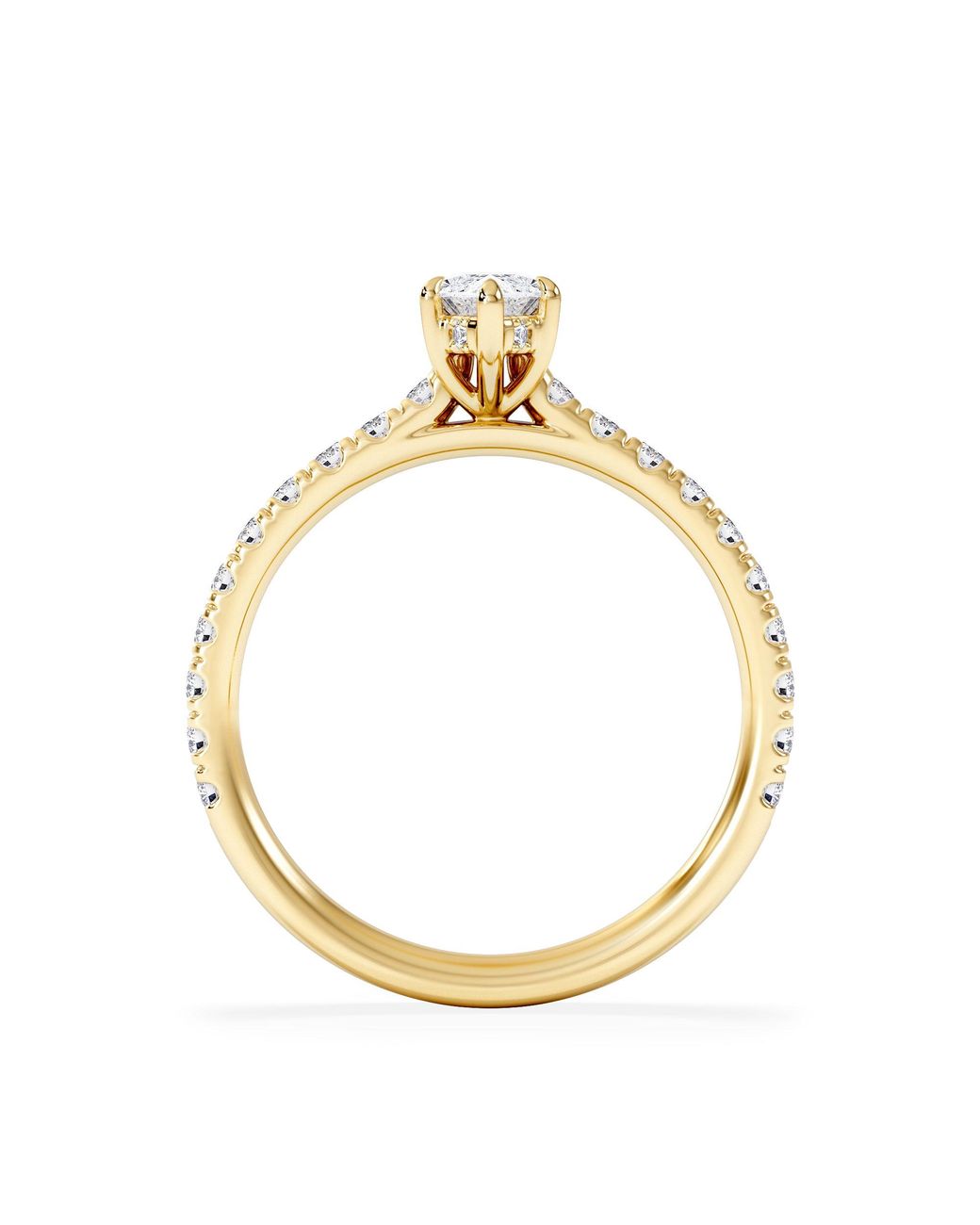 The Diamond Store Metallic Amora Marquise 0.97Ct Hidden Halo Lab Diamond Engagement Ring With Side Stones Set