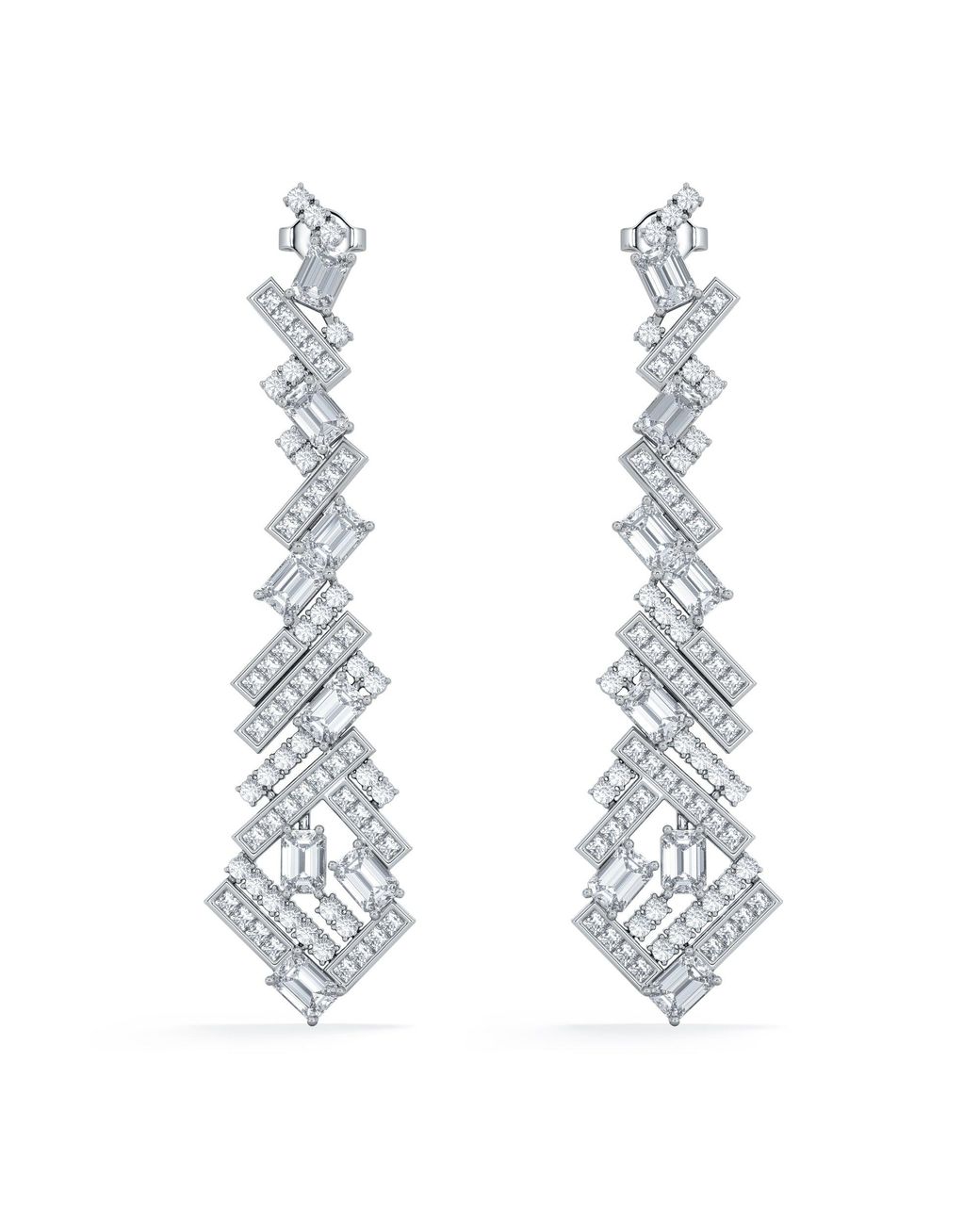 The Diamond Store White Luxe 8.00Ct Lab Diamond Chandelier Earrings With Igi Certified Mixed-Cut Diamonds