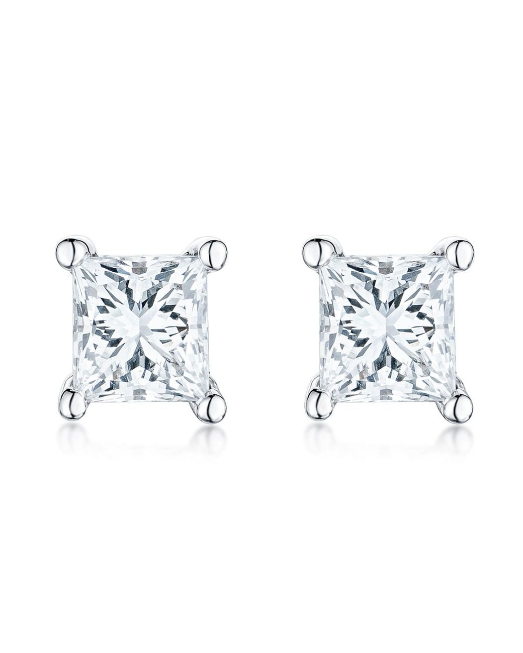 The Diamond Store Blue Princess Cut 1Ct Lab Diamond Stud Earrings