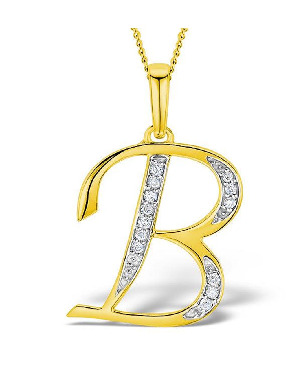 The Diamond Store Metallic Initial 'B' 0.05Ct Lab Diamond Pendant Necklace
