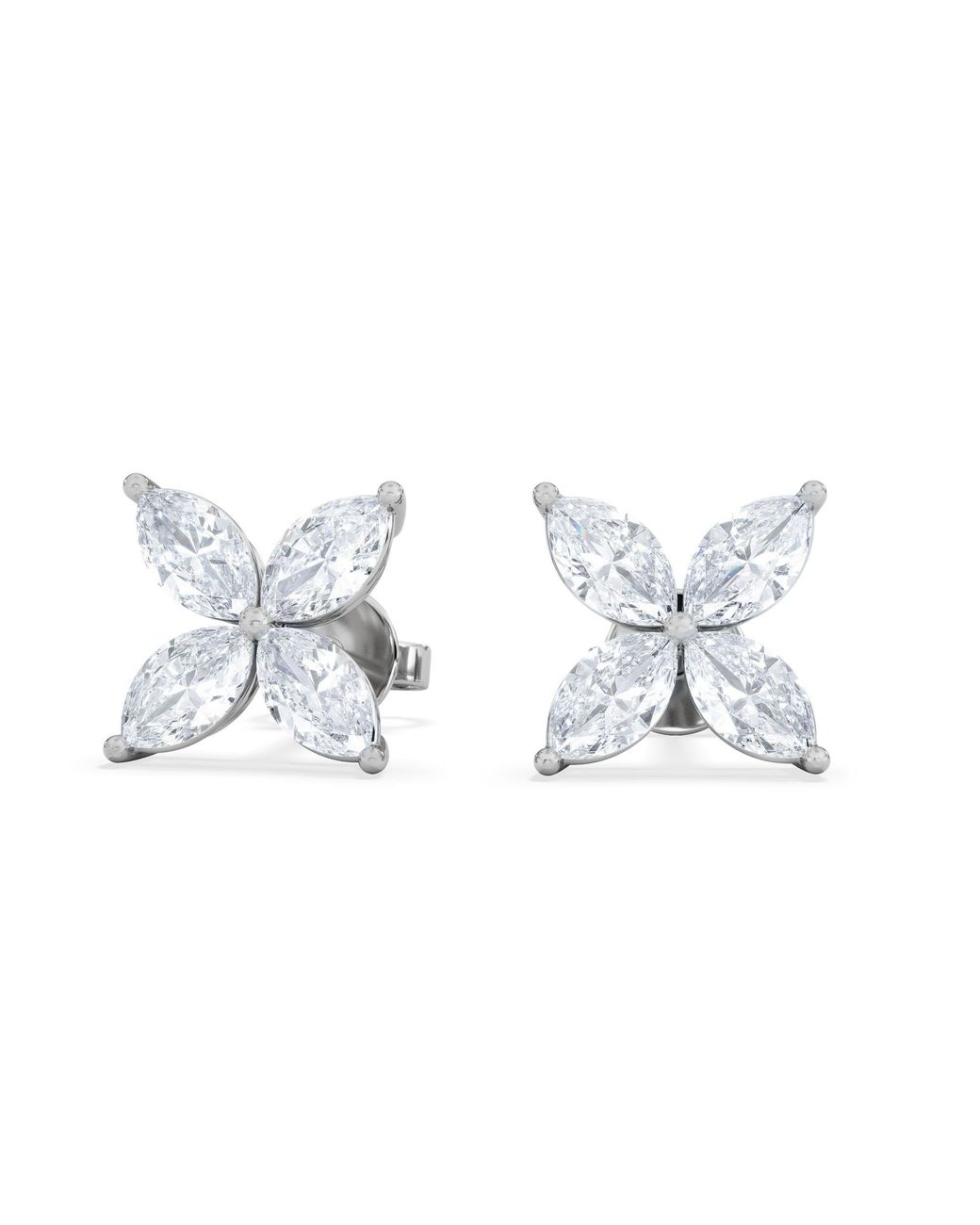 The Diamond Store Metallic Luxe Floral 2.00Ct Marquise Cut Lab Diamond Stud Earrings