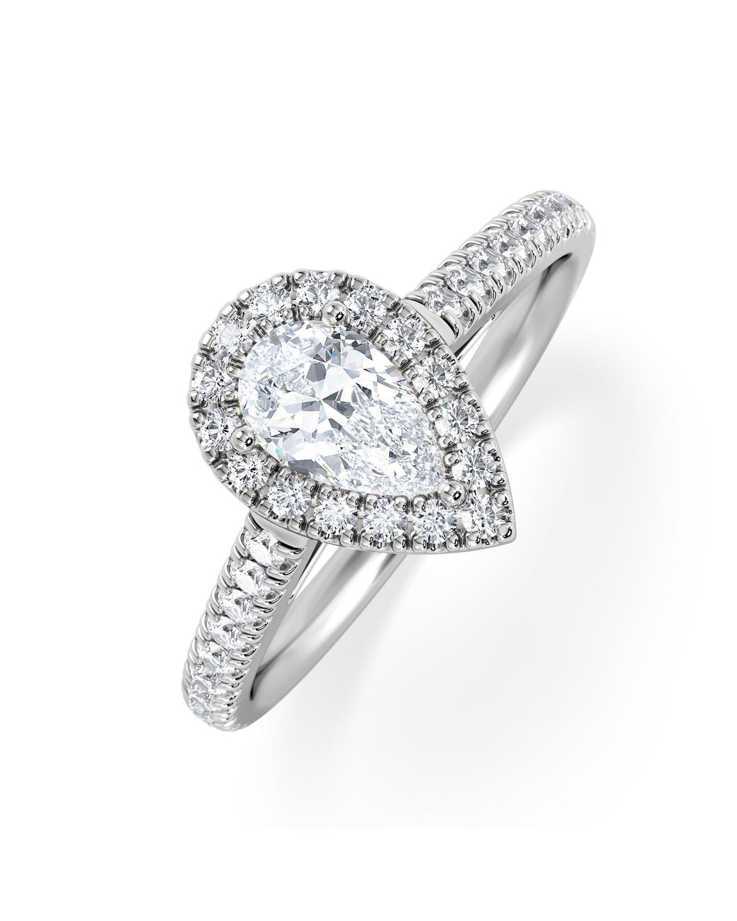 The Diamond Store White Diana Diamond Pear Halo Engagement Ring 18Kw 1Ct G/Vs