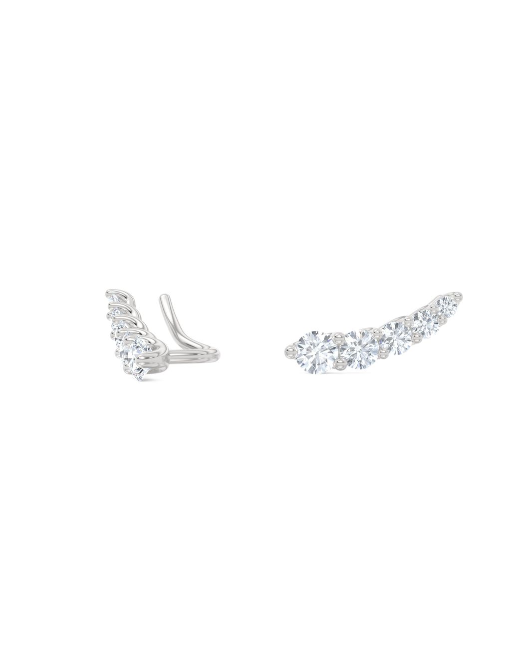 The Diamond Store Metallic Legacy 1.00Ct Round Cut Lab Diamond Ear Climber Earrings
