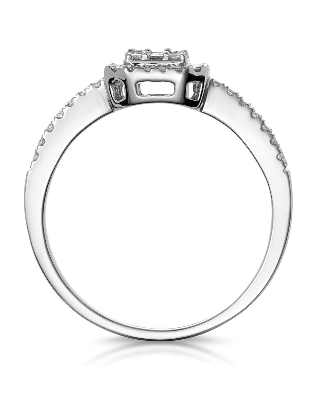 The Diamond Store Metallic 0.50Ct Halo Baguette Diamond Ring Asteria Collection