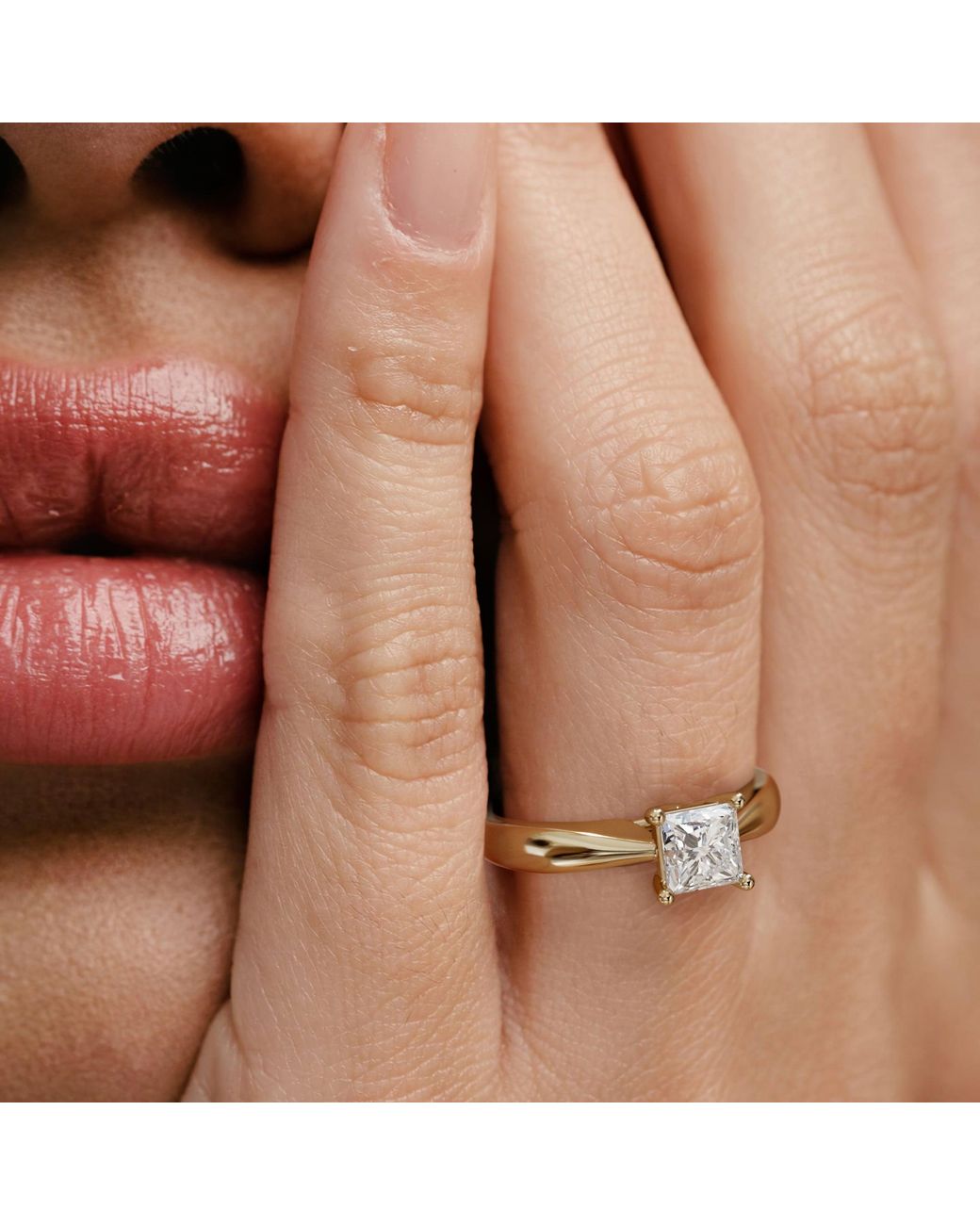 The Diamond Store Metallic Naomi Princess Cut Lab Diamond Engagement Ring 1.00Ct H/Si
