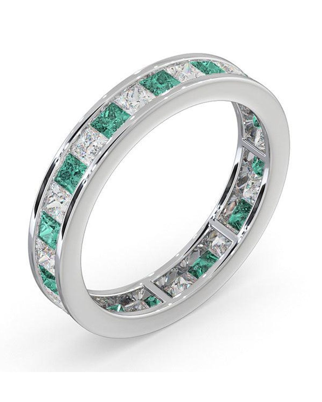 The Diamond Store Blue Eternity Ring Lauren Diamonds G/Vs And Emerald 2.20Ct