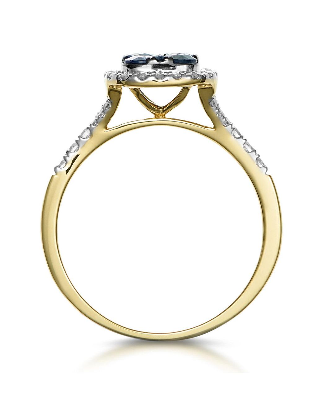 The Diamond Store Blue Sapphire And Diamond Halo Square Ring