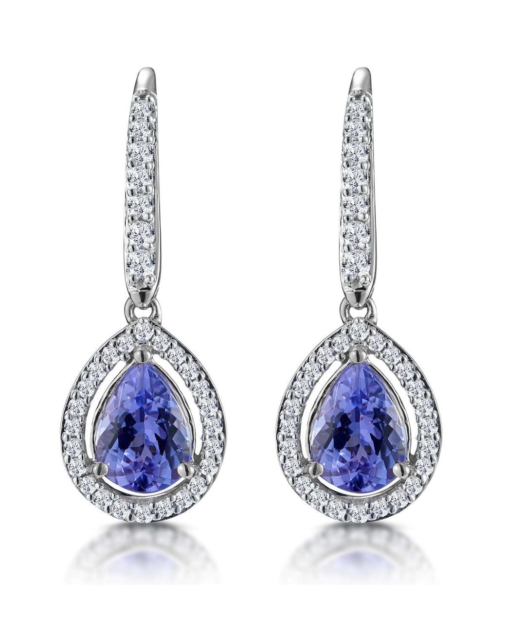 The Diamond Store Blue 1.4Ct Tanzanite And Lab Diamond Halo Earrings 9Kw Asteria